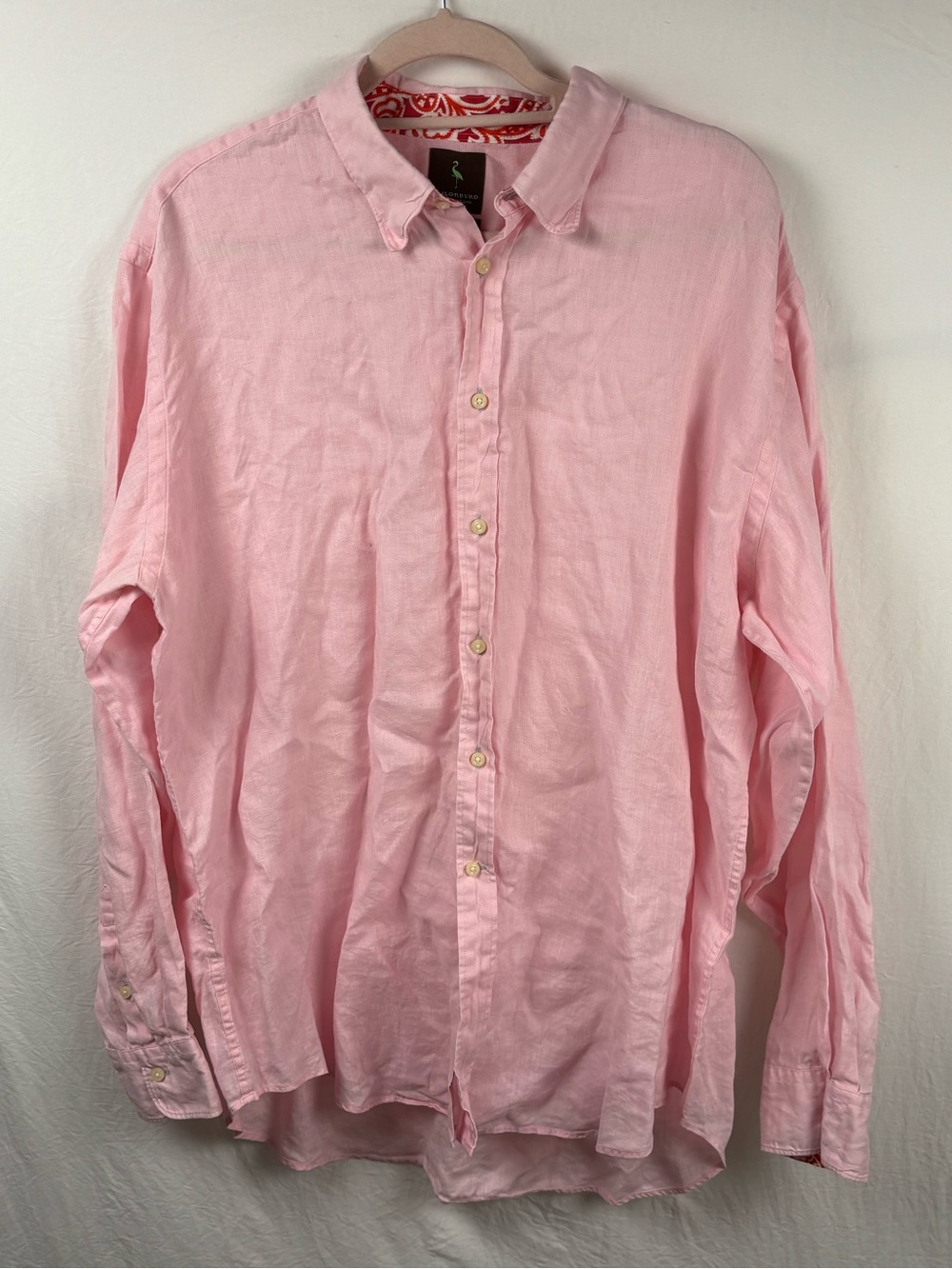 TailorByrd Shirtmakrt &Co Light Pink Men's XL Linen Button-Down Shirt